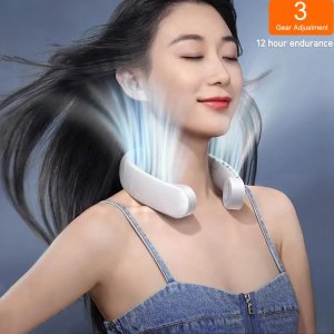 MINI NECK FAN PORTABLE BLADELESS HANGING NECK 1200MAH RECHARGEABLE AIR COOLER 3 Speed Mini Summer Sports Fans